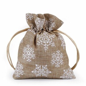 2pc de la toile de Jute Sac de Cadeau de Noël Avec des Flocons de neige Et de Paillettes 10x13cm Sac de Partie Sac de Faveur Sac en Tissu Sa Burlap