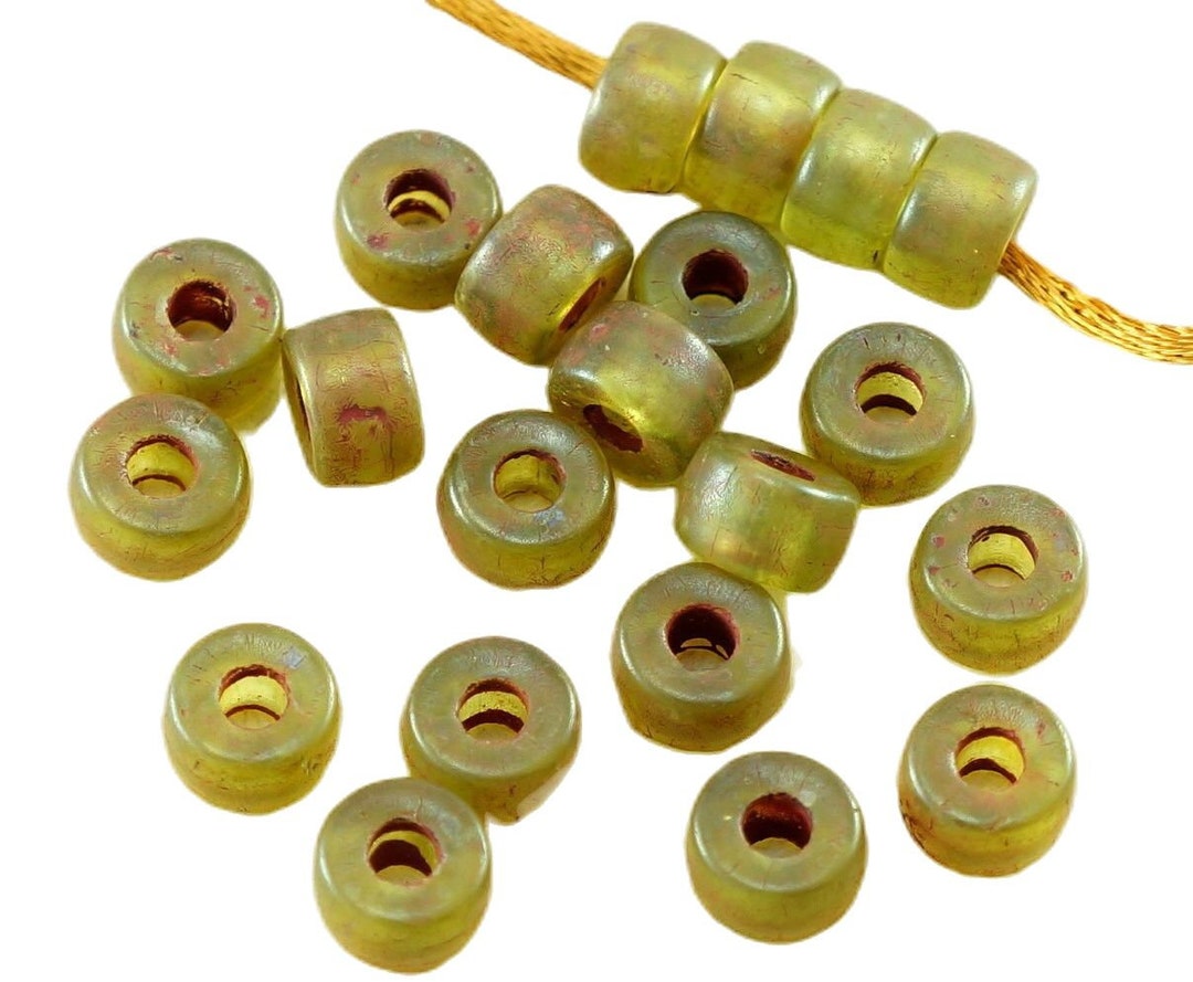 Pony Beads Mm 50 6mm Czech Lumi Green Glass Pony Roller Beads