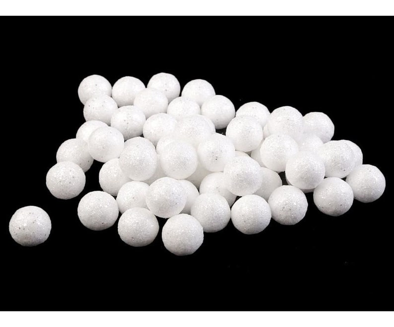 1bag White Decorative Styrofoam Balls With Glitter 2cm Etsy