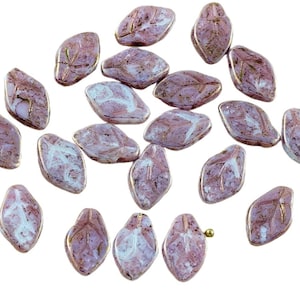 30pcs Picasso Opal Terracotta Tschechische Glas Geschnitzt Blatt Blume Perlen Hochzeit 7mm x 12mm
