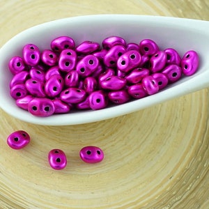 20g New Finish Metalust Superduo Czech Glass Seed Beads Two Hole Super Duo 2.5mm x 5mm Hot Pink