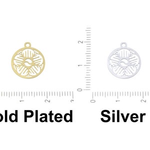 8pcs Hypoallergen Edelstahl Coin Flower Mandala Filigranen Laser-Cut-Flacher Anhänger-Charme-Tschechischen Metall-Ergebnisse 14mm