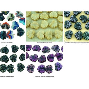 12pcs Maple Leaf Flat Carved Czech Glass Beads 11mm x 13mm