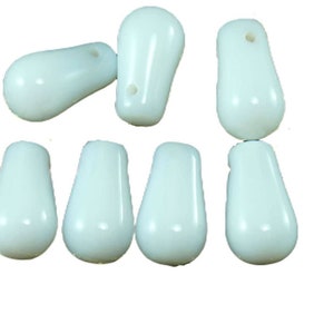 Large Opaque White Czech Glass Teardrop Pear Beads 14mm x 8mm 12pcs