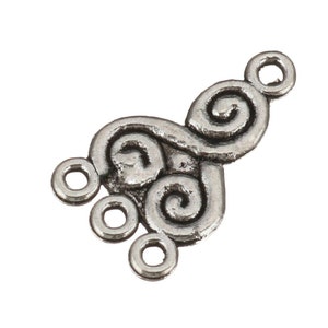 4pcs Antique Silver Tone Chinese Knot Metal Four 4 Holes Connector Pendant Charms Czech Czech Findings 13mm x 21mm