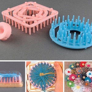 1 Set di 6 Taglie Nappe Loom Maglia Fiore Daisy Modello Kit di Lana Artigianali fai da te a Maglia Strumento Per Arredamento Tessitore Ago 1