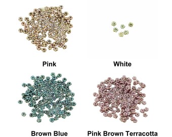 80pcs Picasso Luster Czech Glass Small Flat Forget-me-not Flower Spacer Bead Caps Beads 5mm