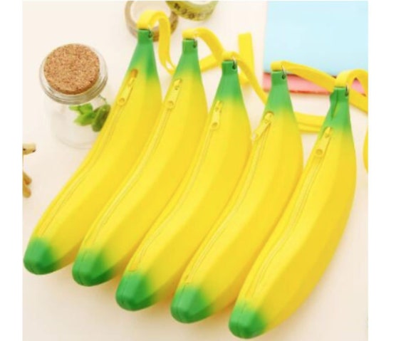 1pc Yellow Banana Silicone Pencil Case Kids Gift, Fruit Pen Bags, Children  Purse ,storage Organizer, Pouch With Zipper, School Supply, 