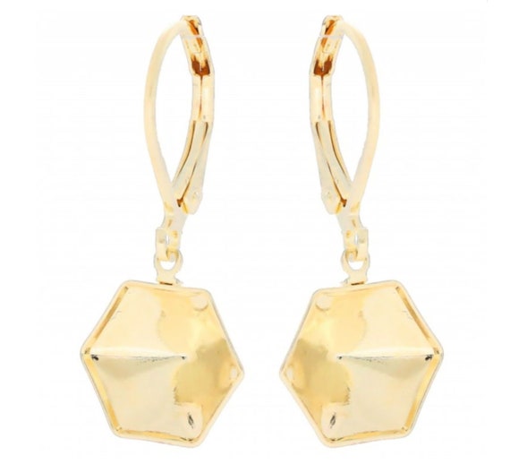 Brass Stud Post Earring Bases for 4699 Kaleidoscope Hexagon Fancy Crystals Brass Stud Post Earring Bases for 4699 Kaleidoscope Hexagon Fancy Crystals