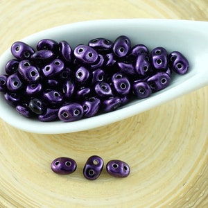 20g New Finish Metalust Superduo Czech Glass Seed Beads Two Hole Super Duo 2.5mm x 5mm Purple
