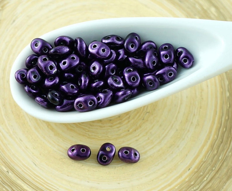 20g New Finish Metalust Superduo Czech Glass Seed Beads Two Hole Super Duo 2.5mm x 5mm Purple