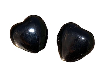 Shiny Black Glass Heart Bead Black Heart Beads Valentine Bead Valentines Beads Halloween Czech Glass Beads 10mm 10pc