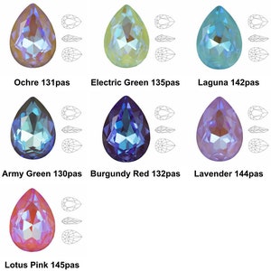 4 pz Izabaro di Cristallo di Pastello Pera Teardrop Fancy Pietra Cristalli di vetro 4320 Izabaro Chaton sfaccettato strass 14mm x