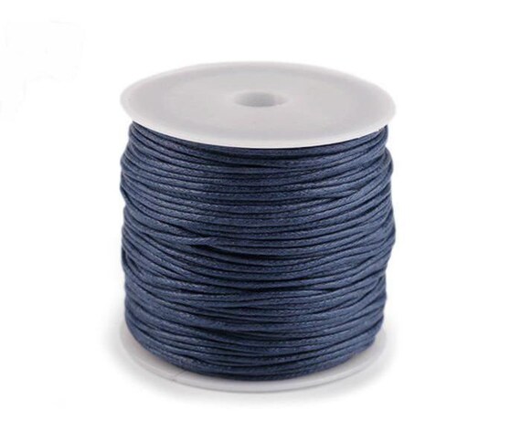Black waxed cotton cord 1mm - Jewelry making string supplies