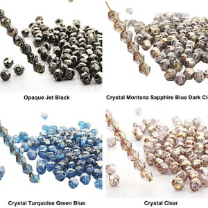 Puede incluir: Surtido de cuentas de vidrio en varios colores, incluyendo negro azabache, azul zafiro, verde turquesa y transparente. Las cuentas tienen una forma facetada, similar a la de un diamante.