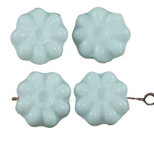 Opaque White Czech Glass Flat Flower Beads 12mm 12pcs