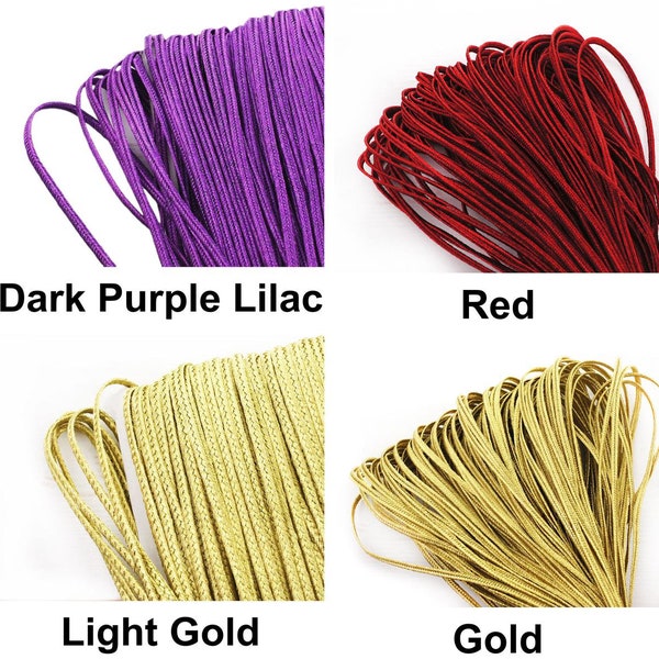 4yrd 3.6m Metallic Textured Polyester Soutache Braided Cord Wide Gimp For Beading Sewing Quilting Diy Jewelry Making 3mm