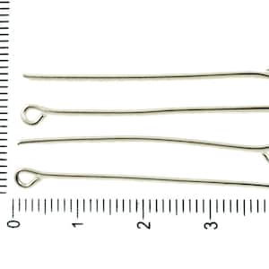 60pcs Bulk Antique Silver Platinum Tone Eyepins For Pendant Necklace Jewelry Metal Findings Wholesale 0.7mm x 40mm