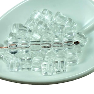 Crystal Clear Czech Glass Cube Beads 5mm x 5.5mm 36pcs