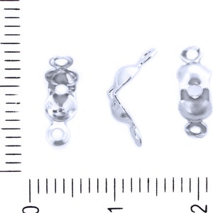 120pcs Platinum Silver Plated Bead Tip End Cover Clamshells Fold Over Crimp Knot Connector Beads Two Hole Metal Findings 4mm x 8mm x 3mm