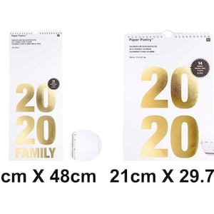 1pc in Oro Bianco Famiglia e Personalizzati Calendario Organizzatore 2020 A4 da Parete Minimalista Decorazioni per la Casa Rico Design x 202