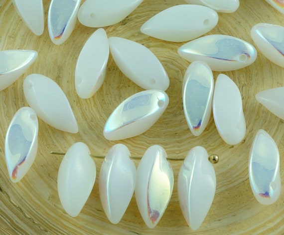 24pcs petal twisted flower dagger czech glass beads 6mm x 12mm