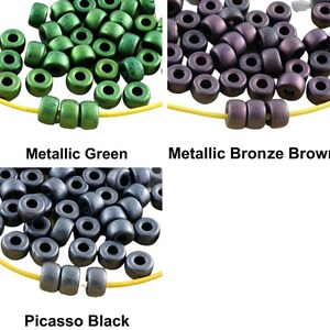 12pcs Glanz Rustikale Tschechische Glas Pony Großes Loch Perlen Crow-Ring-Walze 9mm x 6mm