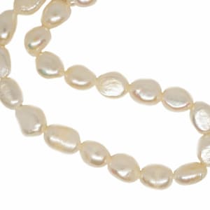 14 stücke Weiß Natürliche Oval Barock Kultivierten Süßwasser Perle Lose Perlen 8mm-9mm