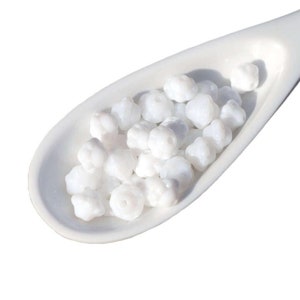White Czech Glass Bicone Flower Beads Pyramid Spacer Wedding 5mm x 6mm 50pcs