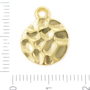12pcs Gold Plated Flat Round Hammered Pendant Charm Jewelry Making Findings 14mm x 17mm
