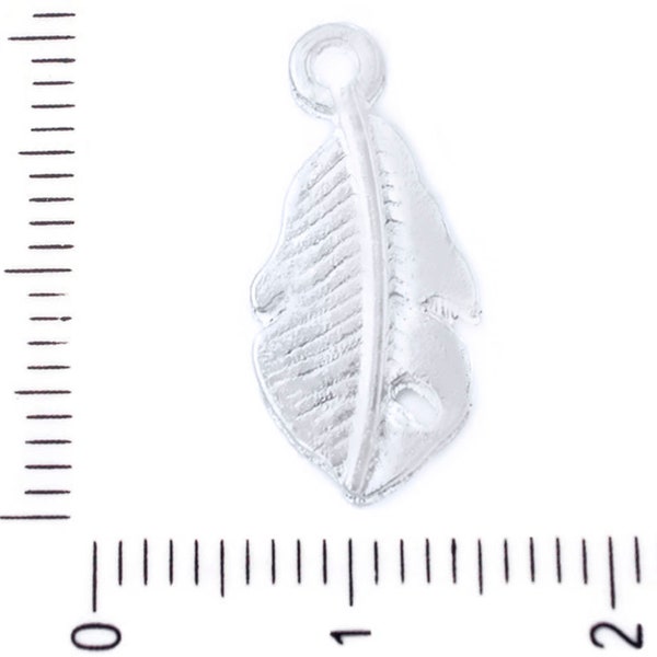 6pcs Platinum Silver Tone Feather Bird Boho Pendants Charms Czech Metal Findings 18mm x 9mm Hole 2mm