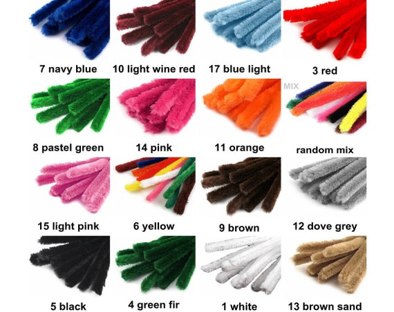 10pc Fuzzy Chenille Wire Sticks 15mm Length Chenille and Wires Various  Decorations 