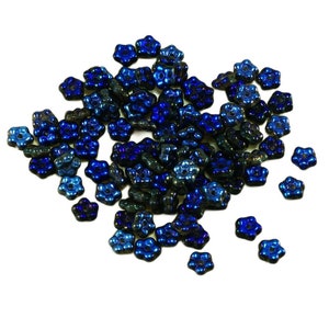80pcs Jet Blue Azure Tschechische Glas Kleine Flache Forget-Me-not Blume Spacer Perlen Kappen Perlen 5mm