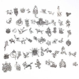 Kraftika, 55pcs Silver Alloy Animals Tibetan Charms Pendants, Wholesale Bulk Lots, Jewelry Necklace Bracelet Making Diy Crafting