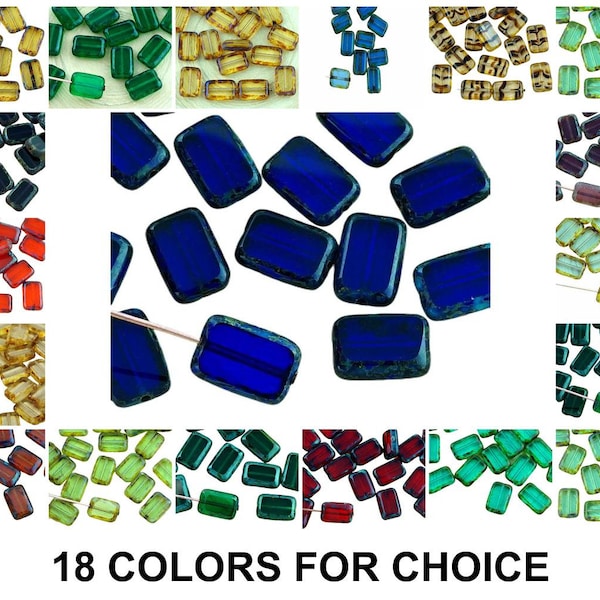 8pcs Picasso Crystal Table Cut Flat Rectangle Czech Glass Beads 8mm x 12mm