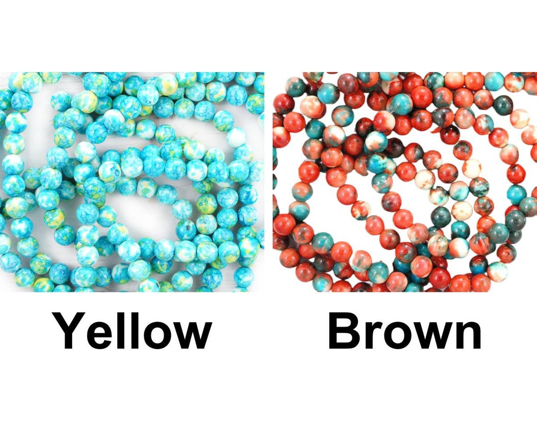 12pcs Blue Rain Flower Stone Natural Gemstone Smooth Round Stone Beads