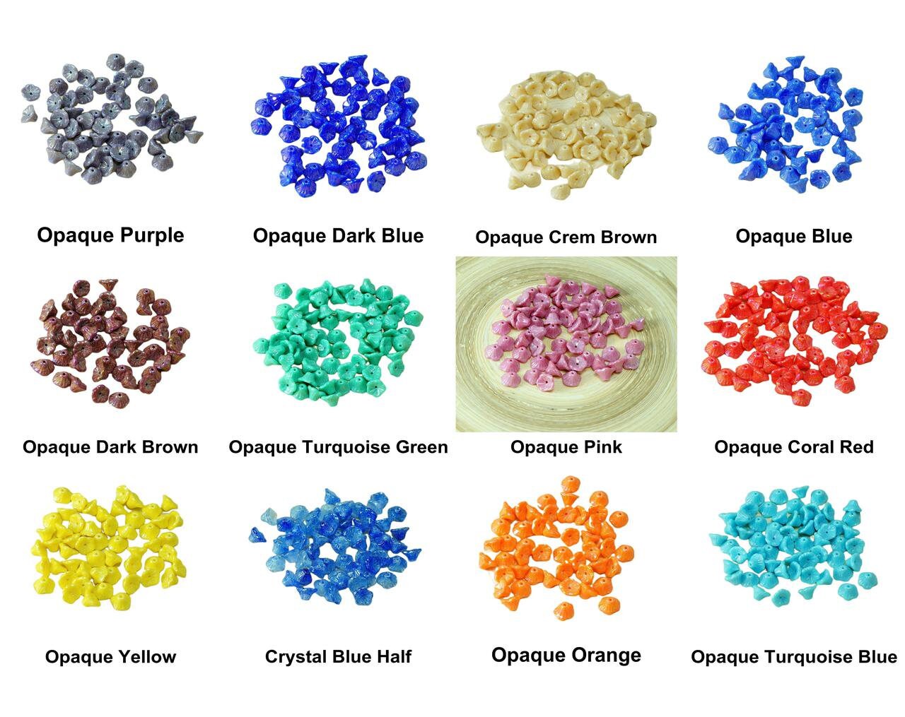 40pcs Czech Glass Bell Flower Bead Caps 7mm x 5mm