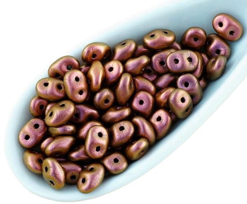 20g Polychrome Chameleon Matte Superduo Czech Glass Seed Beads Two Hole Super Duo 2.5mm x 5mm Dark Rose Pink Red