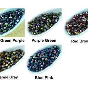 100pcs Crystal Magic Metallic Half Round Faceted Fire Polished Small Spacer Czech Glass Beads 3mm