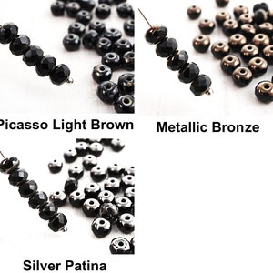 30pcs Opaque Jet Black Rondelle Faceted Fire Polished Czech Glass Beads 5mm x 3mm