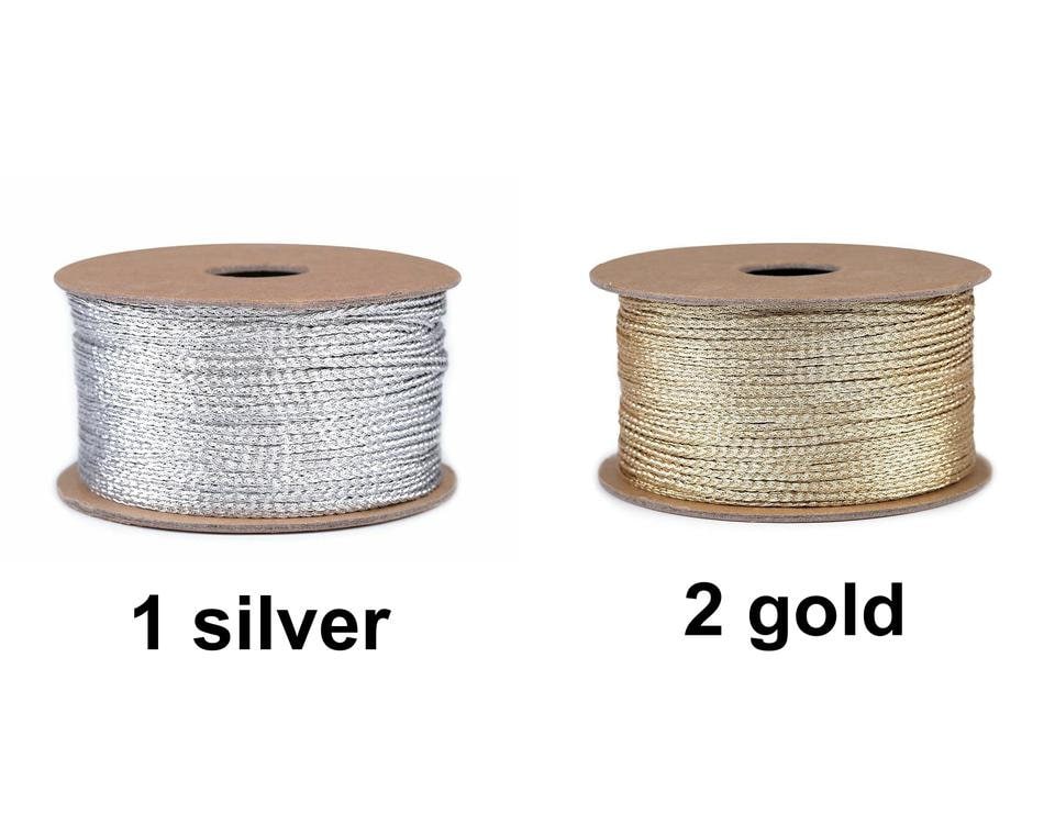 2mm Gold Silver Cord, Metallic Braided Cord, Lurex Cord, Christmas Craft,  Jewellery, Hair Crafts, Lurex Cord, Shiny Cord, Gold Cord, Silver 