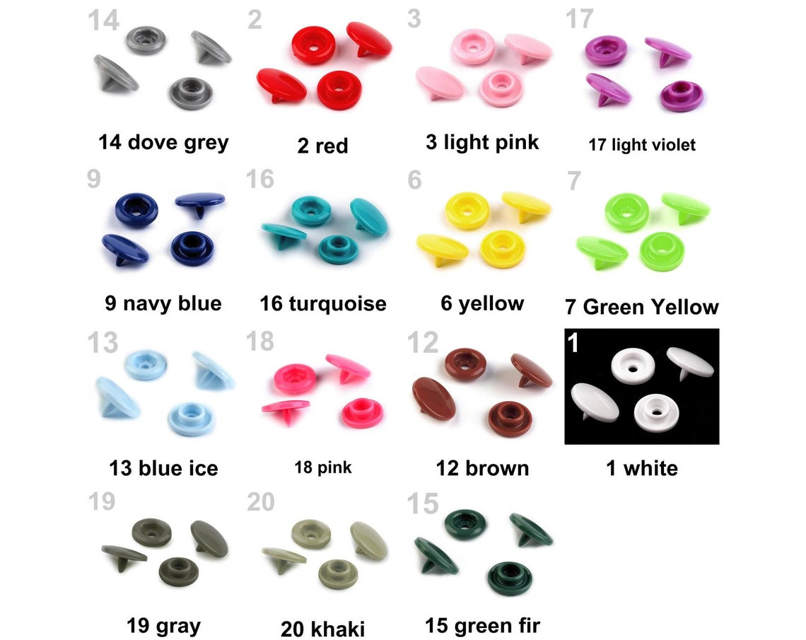 Plastic Snap Size Chart