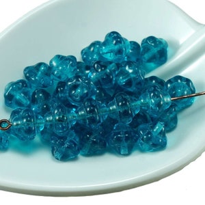 Turquoise Clear Czech Glass Bicone Flower Beads Spacer 7mm x 7mm 30pcs