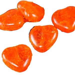 Orange Cracked Halloween Czech Glass Heart Beads Valentine Beads 10mm 12pcs