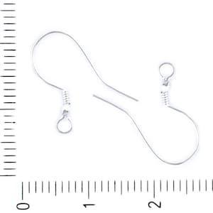 2pcs 925 Sterling Silver Earrings Hooks Earwire French Wire Hooks Czech Metal Findings 17mm x 0.6mm Hole 1.5mm
