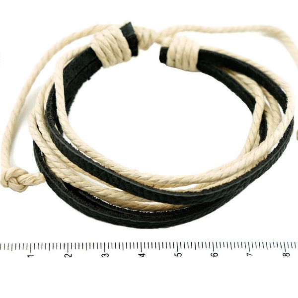 2pcs de Cuero Encerado de Algodón del Cordón de la PU de Cuero Unisex Pulsera Ajustable de Base Para la Fabricación de Joyas Resultados 20mm