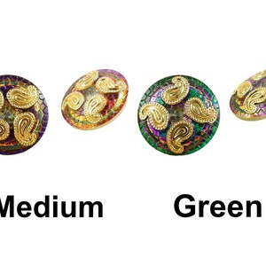 1pc Gold Vitrail Purple Leaf Snake Skin Handmade Czech Glass Button Size 12 27mm