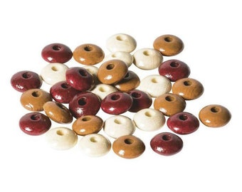 Wooden Beads Lenses 10mm (33pcs) Mix Brown, Beads Dyed, Beads Craft, Accessories Fashion, Knorr Prandell, Diameter, Jewelry Making