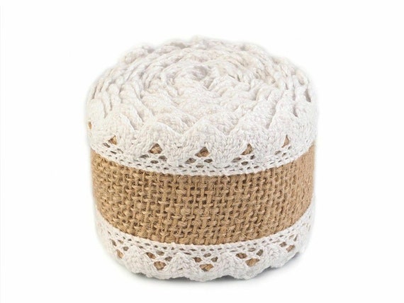 1pc Natural Burlap Jute Ribbon With Lace Width 50mm 60mm Ribbons  Haberdashery for Sale and Wholesale