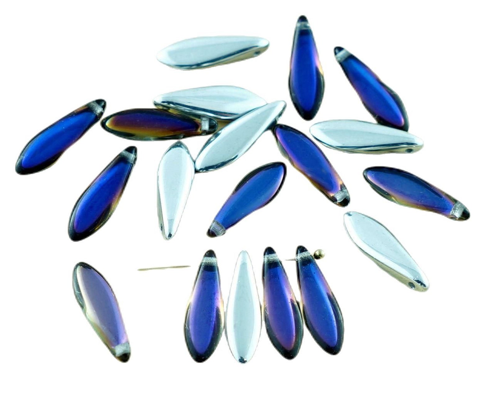 30pcs Silver Half Czech Glass Dagger Beads Flat Leaf 5mm X Etsy